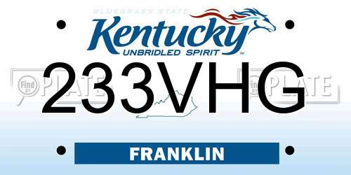 233VHG Kentucky License Plate