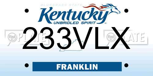 233VLX Kentucky License Plate