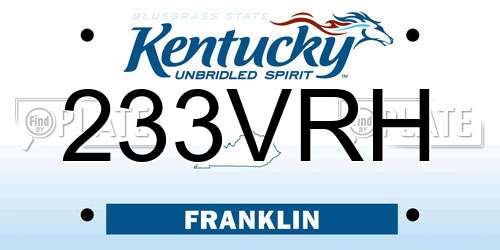 233VRH Kentucky License Plate