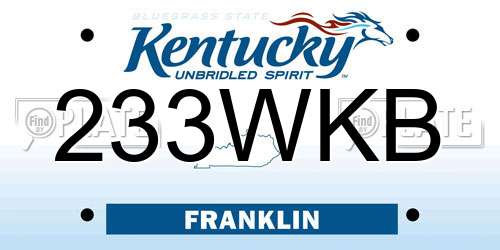 233WKB Kentucky License Plate