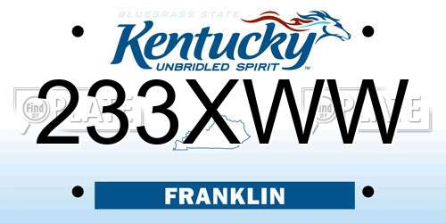 233XWW Kentucky License Plate