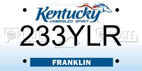 233YLR Kentucky License Plate