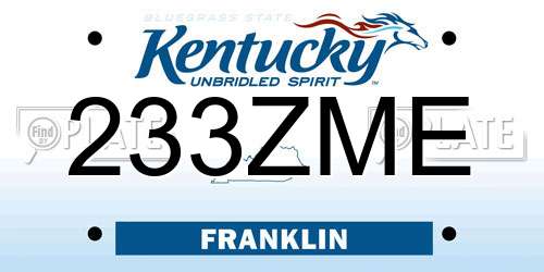 233ZME Kentucky License Plate