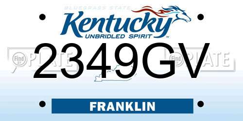 2349GV Kentucky License Plate