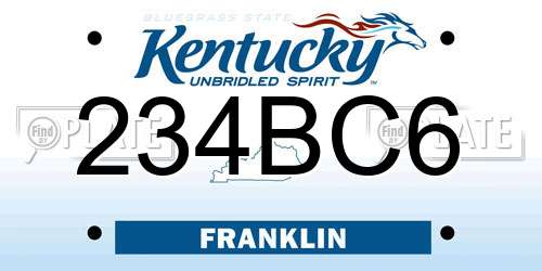 234BC6 Kentucky License Plate