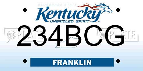 234BCG Kentucky License Plate