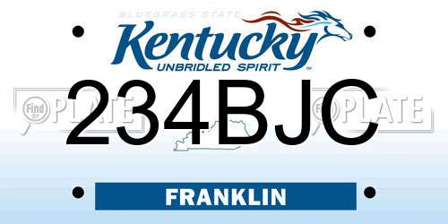 234BJC Kentucky License Plate