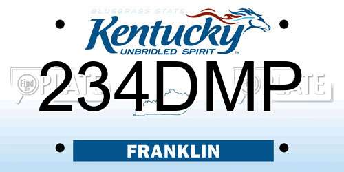 234DMP Kentucky License Plate