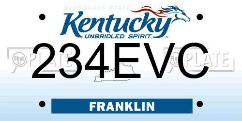 234EVC Kentucky License Plate