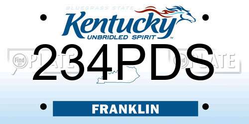 234PDS Kentucky License Plate