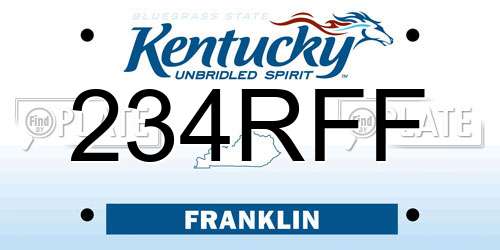 234RFF Kentucky License Plate
