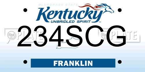 234SCG Kentucky License Plate