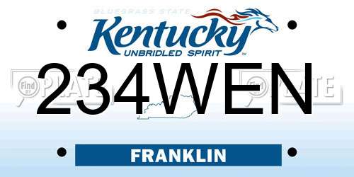 234WEN Kentucky License Plate