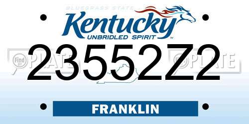 23552Z2 Kentucky License Plate