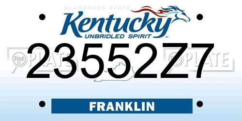 23552Z7 Kentucky License Plate