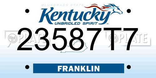 23587T7 Kentucky License Plate