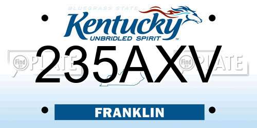 235AXV Kentucky License Plate