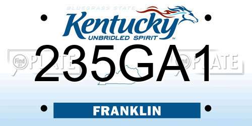 235GA1 Kentucky License Plate