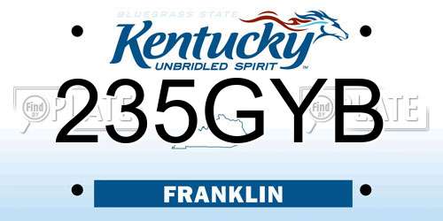 235GYB Kentucky License Plate