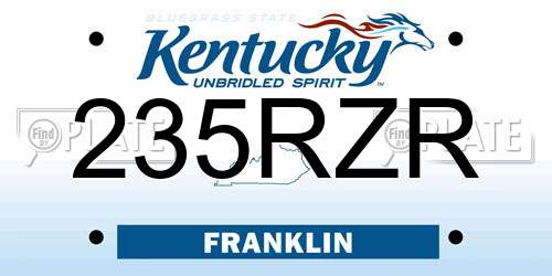 235RZR Kentucky License Plate