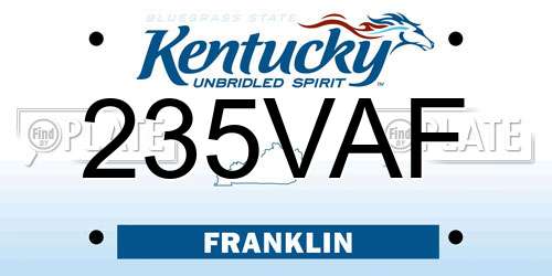 235VAF Kentucky License Plate