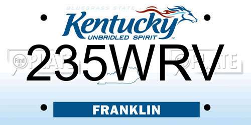 235WRV Kentucky License Plate