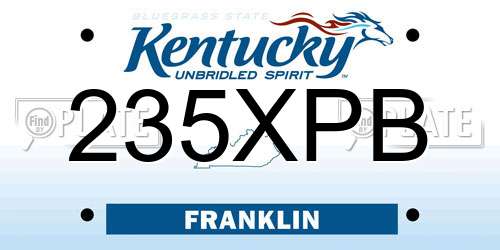 235XPB Kentucky License Plate