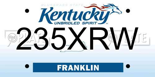 235XRW Kentucky License Plate