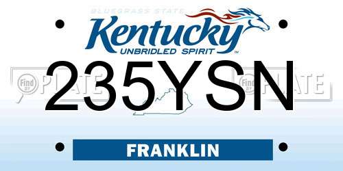 235YSN Kentucky License Plate