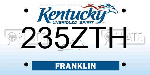 235ZTH Kentucky License Plate