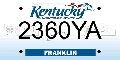 2360YA Kentucky License Plate