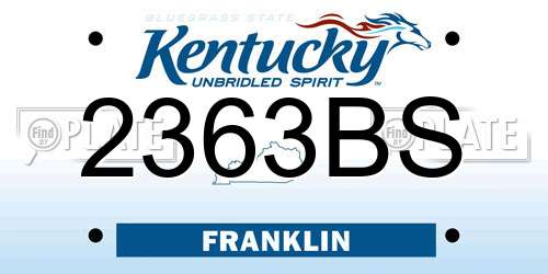 2363BS Kentucky License Plate
