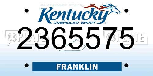 2365575 Kentucky License Plate