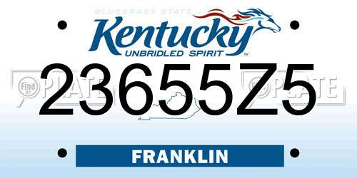 23655Z5 Kentucky License Plate