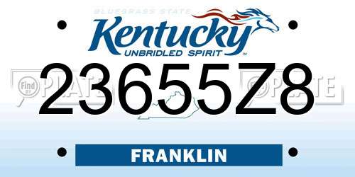 23655Z8 Kentucky License Plate