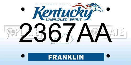 2367AA Kentucky License Plate