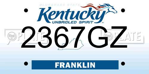 2367GZ Kentucky License Plate