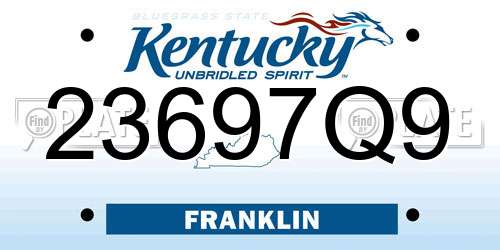 23697Q9 Kentucky License Plate