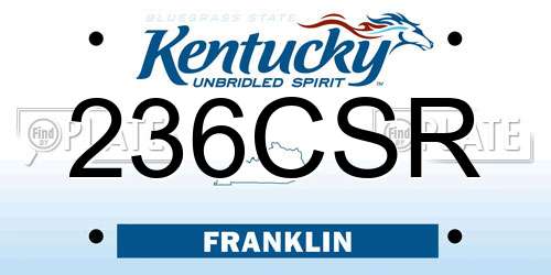 236CSR Kentucky License Plate