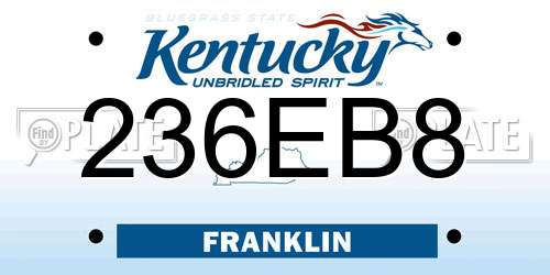 236EB8 Kentucky License Plate