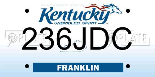 236JDC Kentucky License Plate