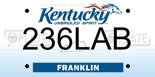 236LAB Kentucky License Plate