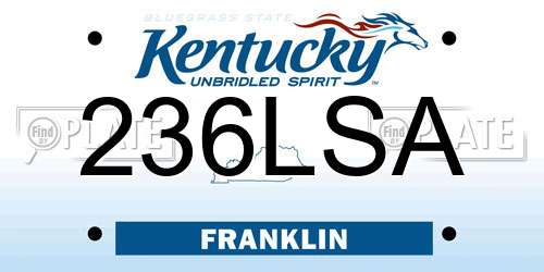 236LSA Kentucky License Plate