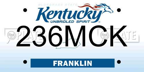 236MCK Kentucky License Plate