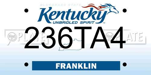 236TA4 Kentucky License Plate