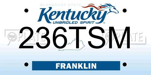 236TSM Kentucky License Plate