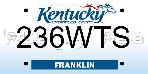 236WTS Kentucky License Plate