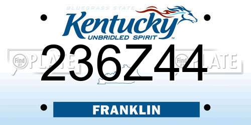236Z44 Kentucky License Plate
