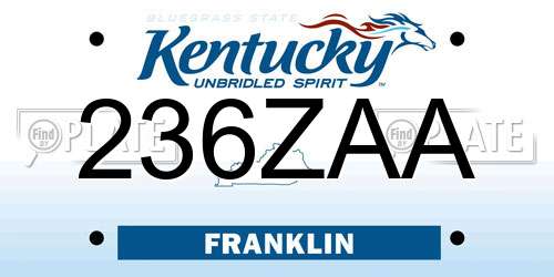 236ZAA Kentucky License Plate