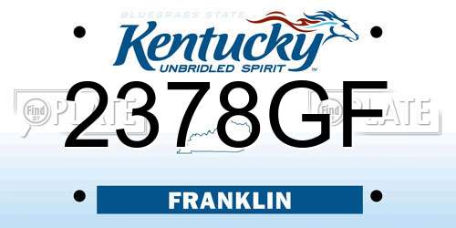 2378GF Kentucky License Plate